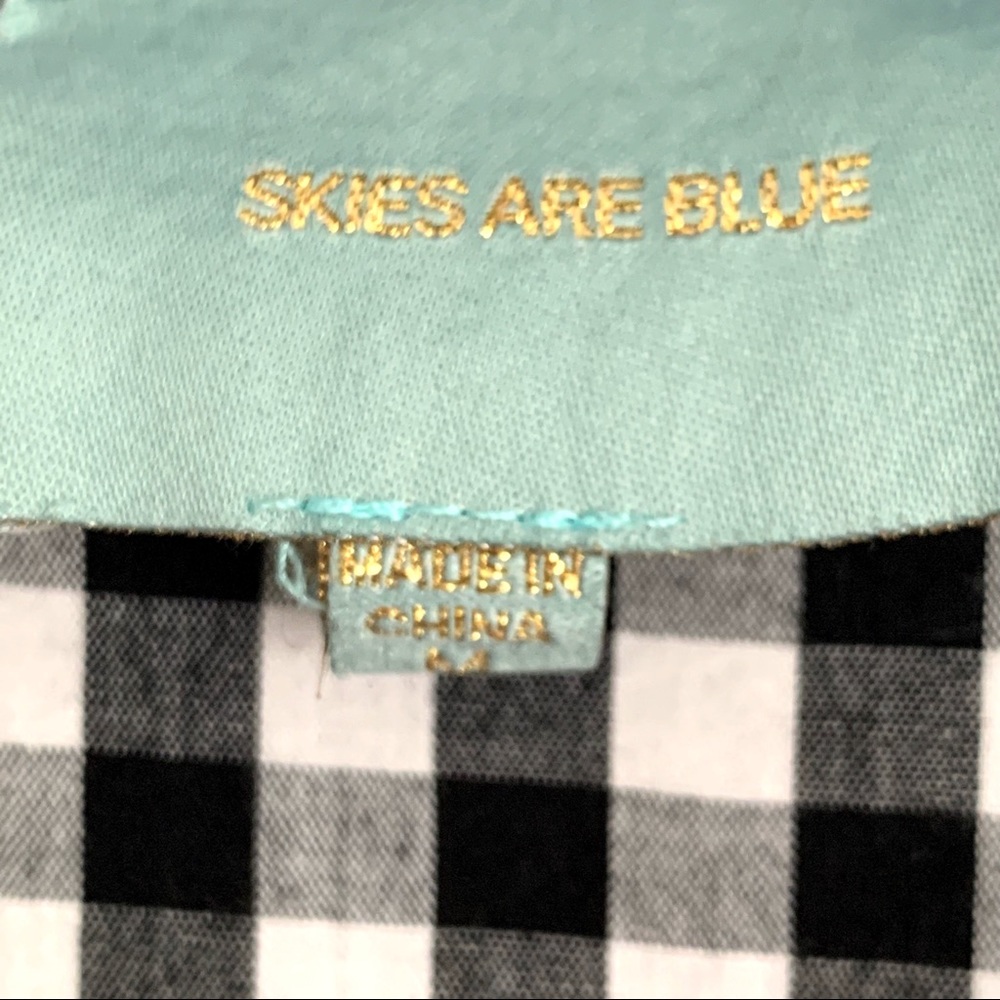 Skies Are Blue Black Gingham Plaid Wrap Dress - M - Picture 2 of 4